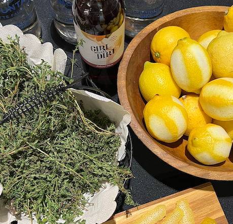Plum Shrub Spritzer with Lemon & Thyme